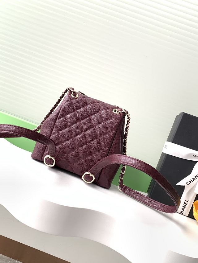 CC original grained calfskin small backpack AS3787 bordeaux