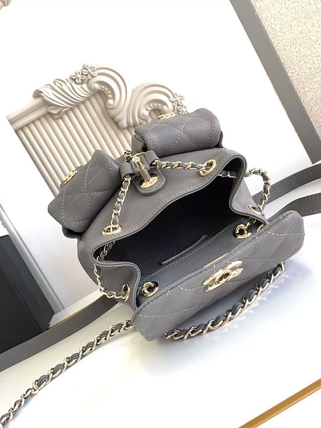 CC original grained calfskin small backpack AS3787 grey