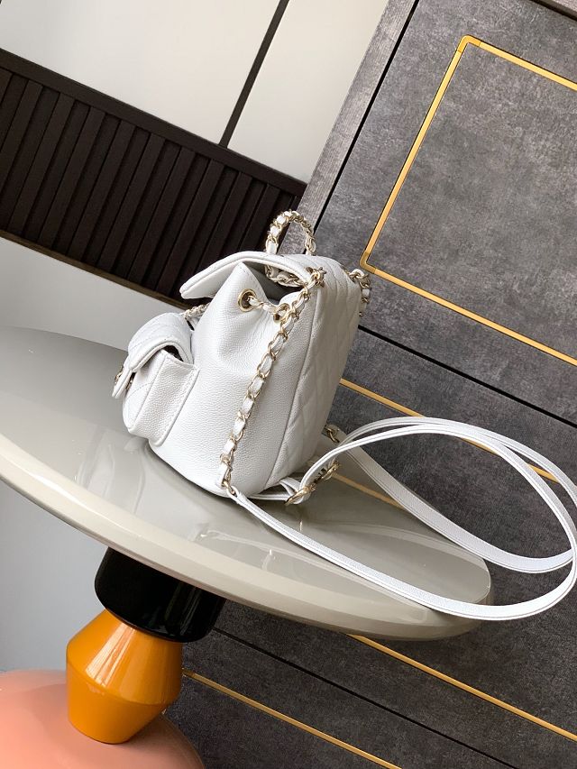 CC original grained calfskin small backpack AS3787 white
