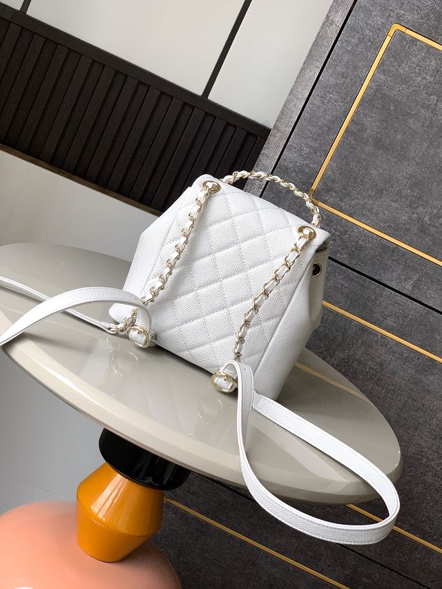 CC original grained calfskin small backpack AS3787 white
