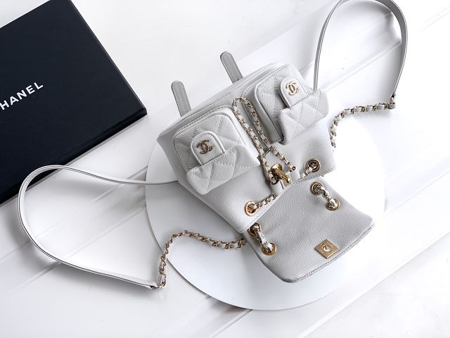 CC original grained calfskin small backpack AS3787 white