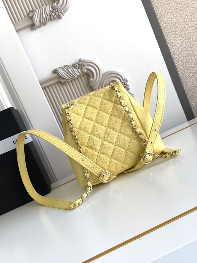 CC original grained calfskin small backpack AS3787 yellow