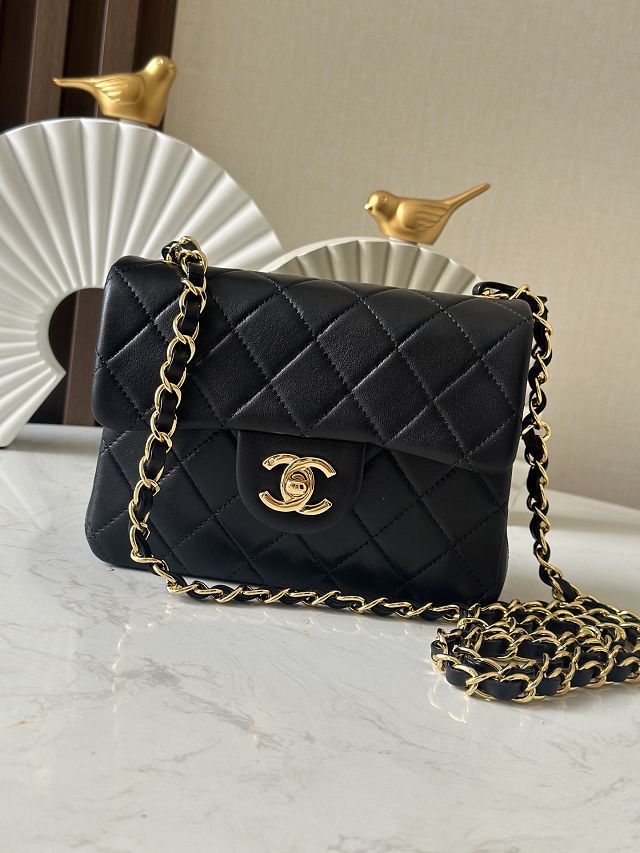 CC original lambskin mini flap bag AS3349 black