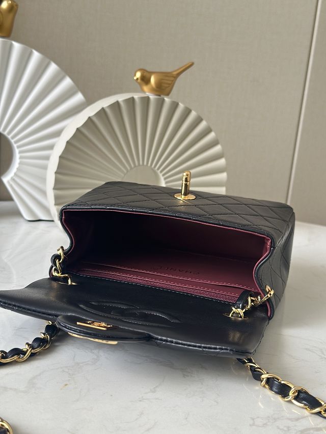 CC original lambskin mini flap bag AS3349 black