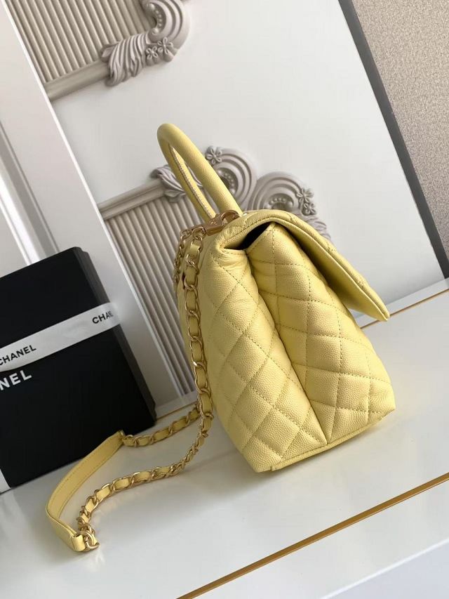 CC original grained calfskin large coco handle bag A92991 yellow