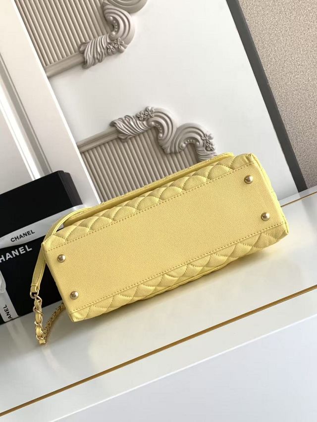 CC original grained calfskin large coco handle bag A92991 yellow