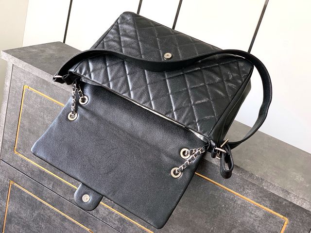 CC original grained calfskin maxi flap bag AS3324 black