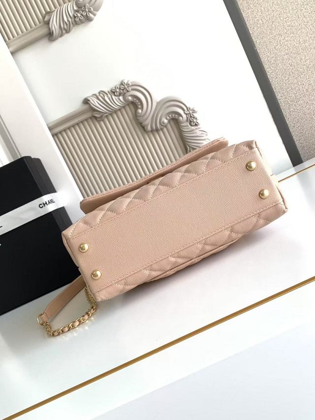 CC original grained calfskin small coco handle bag A92990 beige