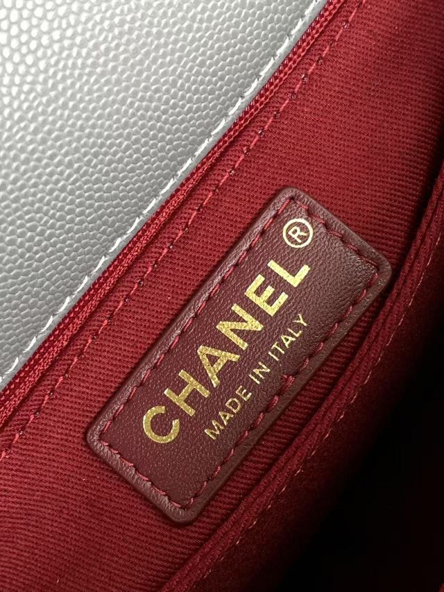 CC original grained calfskin small coco handle bag A92990 grey