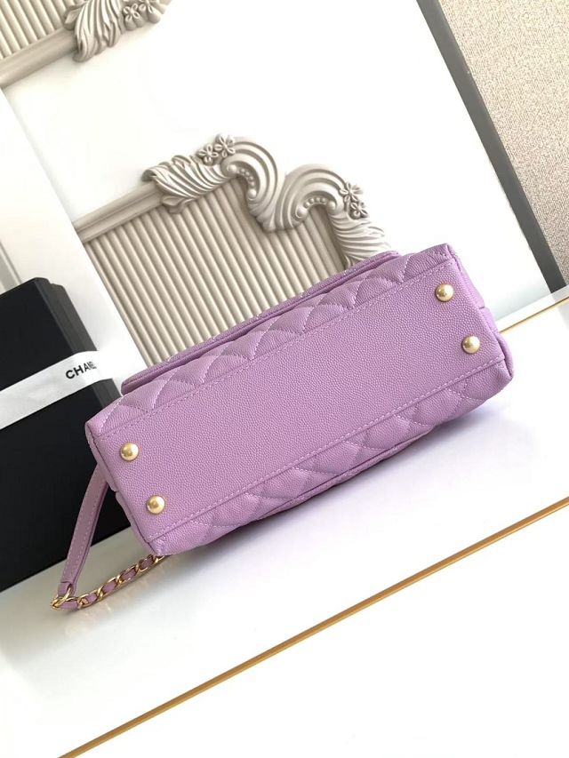 CC original grained calfskin small coco handle bag A92990 purple
