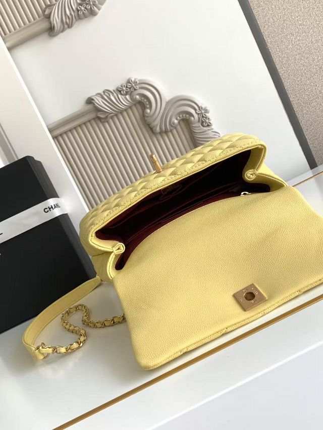 CC original grained calfskin small coco handle bag A92990 yellow