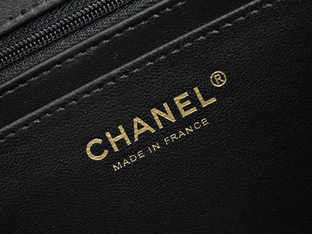 CC original braided calfskin medium flap bag AS4795 black