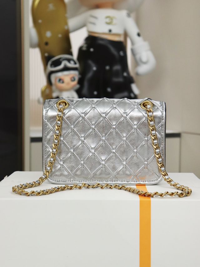 CC original braided calfskin mini flap bag AS4797 black