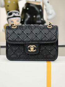 CC original braided calfskin mini flap bag AS4797 black