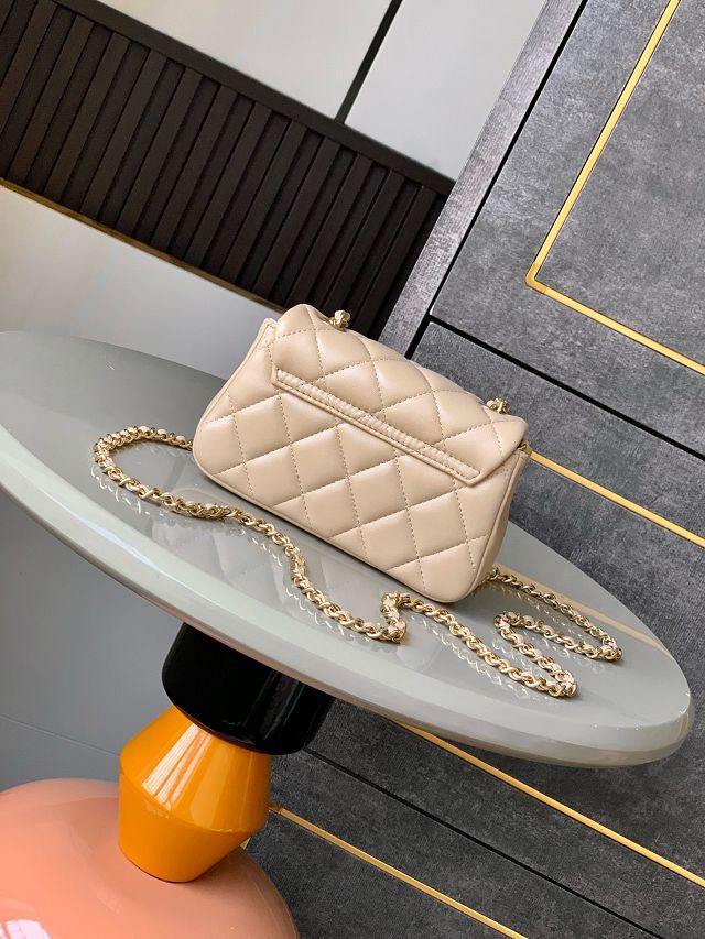 CC original calfskin clutch with chain AP4593 apricot