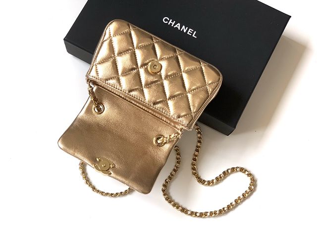 CC original calfskin clutch with chain AP4593 gold