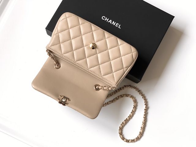 CC original calfskin mini flap bag AS4592 apricot