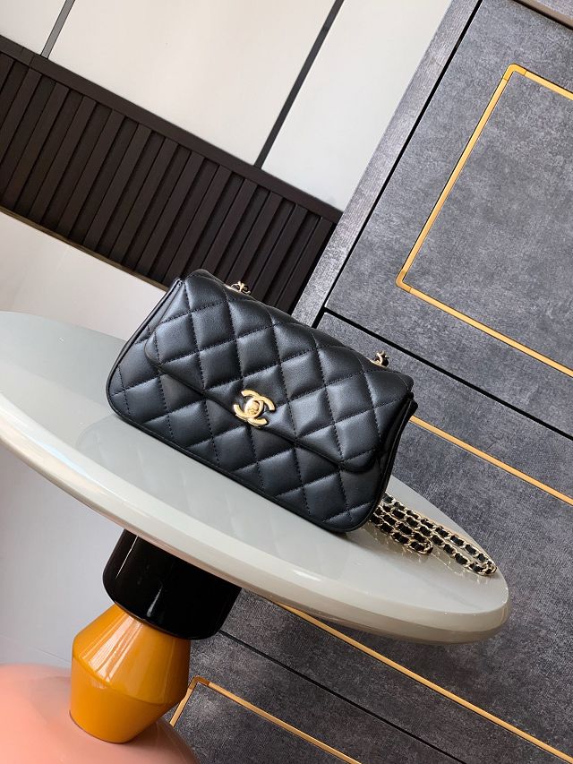 CC original calfskin mini flap bag AS4592 black