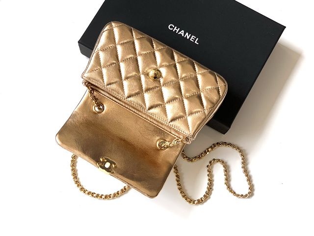 CC original calfskin mini flap bag AS4592 gold