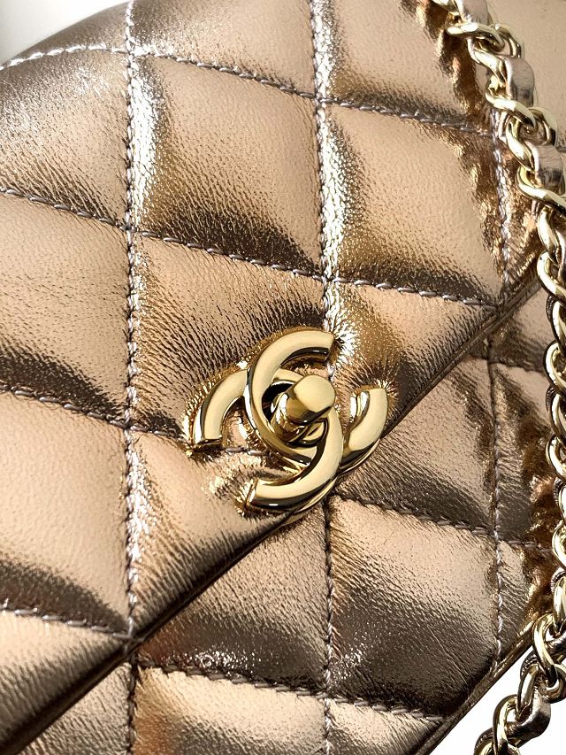 CC original calfskin mini flap bag AS4592 gold