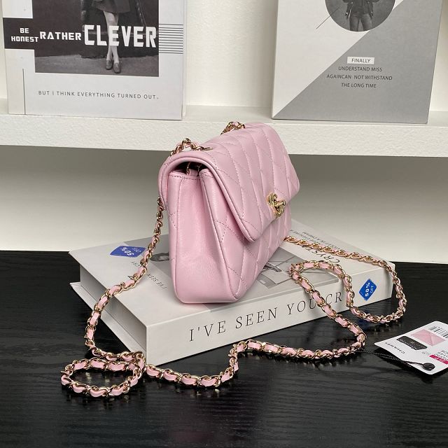 CC original calfskin mini flap bag AS4592 pink