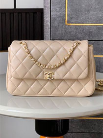 CC original calfskin small flap bag AS5485 apricot