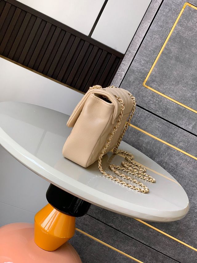 CC original calfskin small flap bag AS5485 apricot