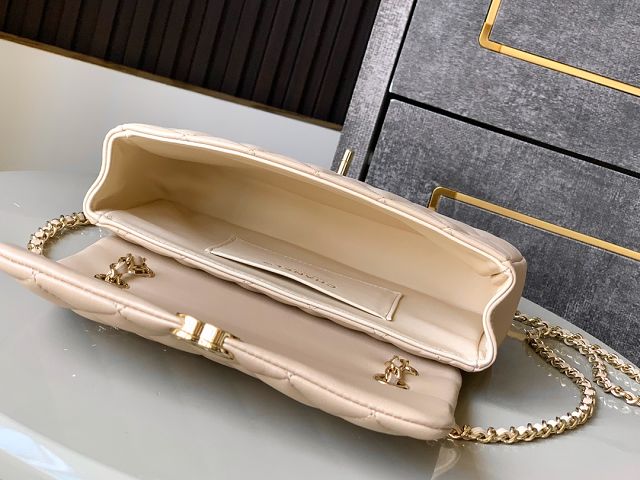 CC original calfskin small flap bag AS5485 apricot