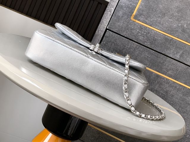 CC original calfskin small flap bag AS5485 silver