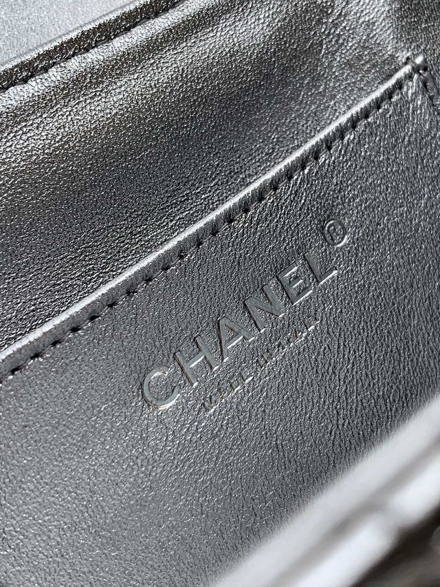 CC original calfskin small flap bag AS5485 silver