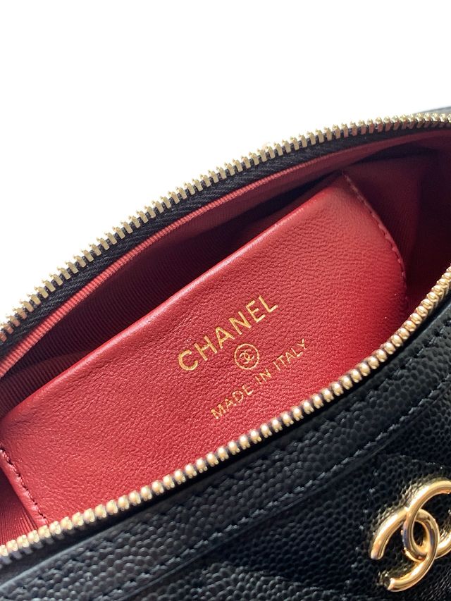 CC original grained calfskin clutch with chain AP4515 black