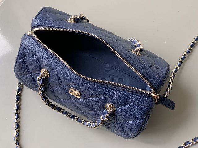 CC original grained calfskin clutch with chain AP4515 blue