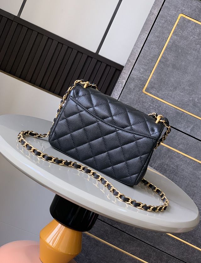 CC original grained calfskin mini flap bag AS5239 black
