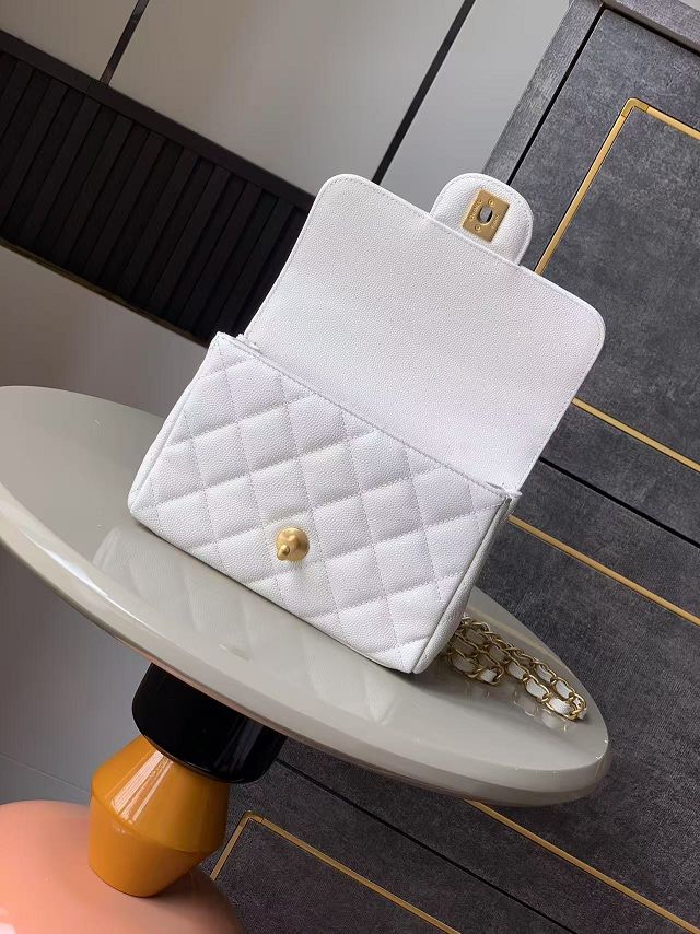CC original grained calfskin mini flap bag AS5239 white