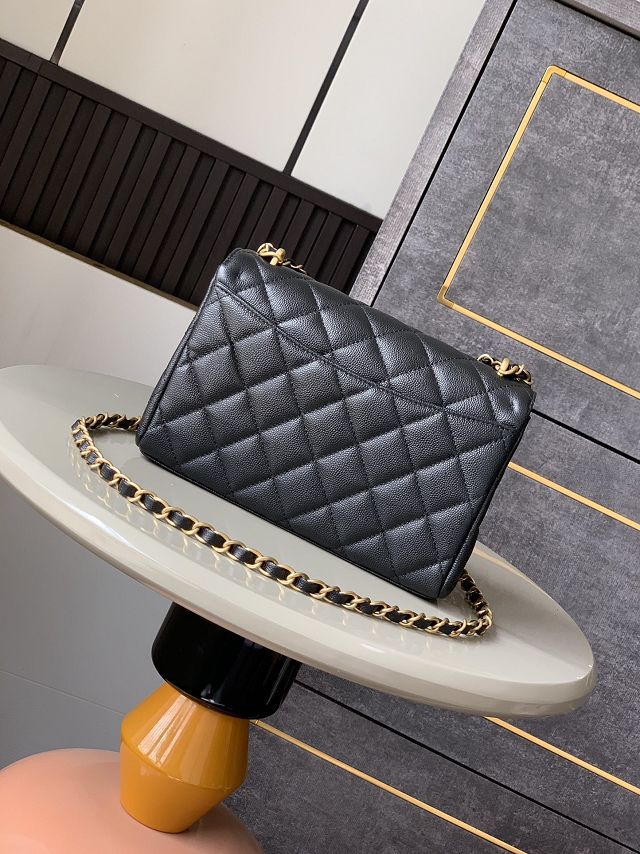 CC original grained calfskin small flap bag AS5238 black