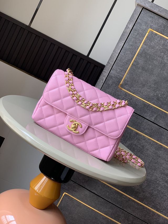 CC original grained calfskin small flap bag AS5238 pink