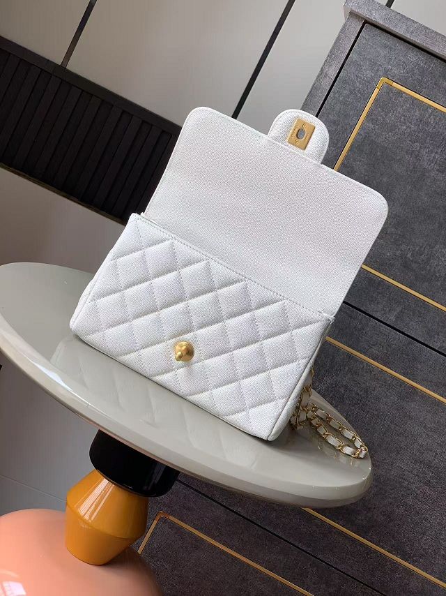 CC original grained calfskin small flap bag AS5238 white
