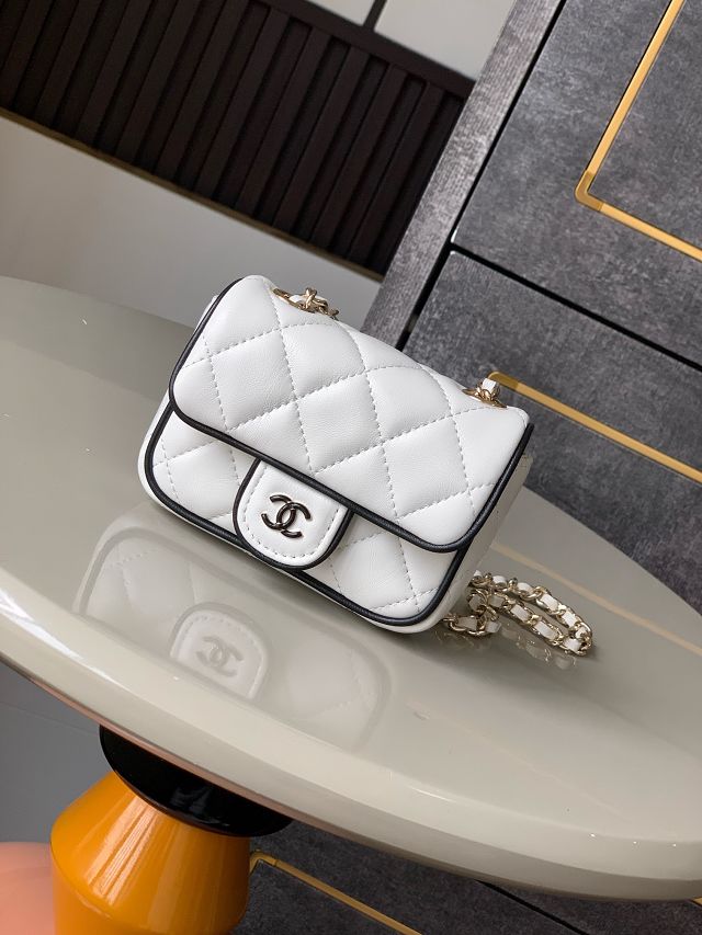 CC original lambskin clutch with chain AP4512 white