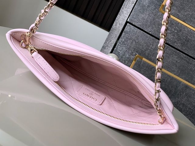 CC original lambskin clutch with chain AP4613 pink