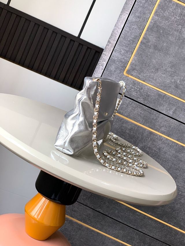 CC original lambskin clutch with chain AP4613 silver