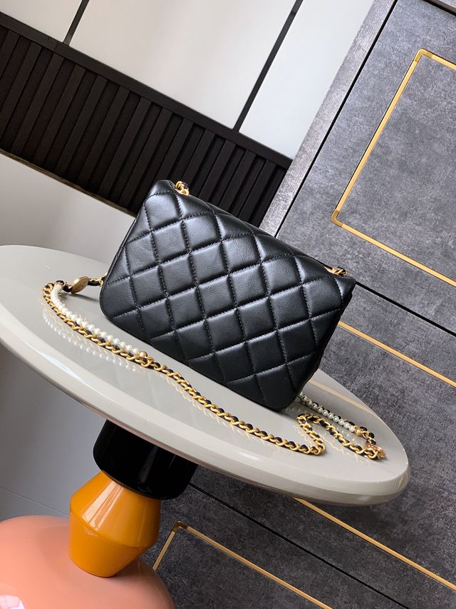 CC original lambskin mini flap bag AS5352 black 