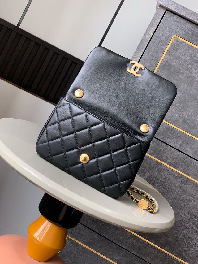 CC original lambskin mini flap bag AS5352 black 