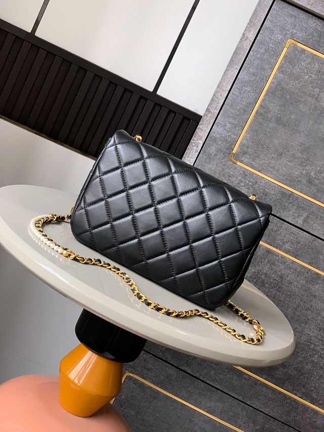 CC original lambskin small flap bag AS5351 black