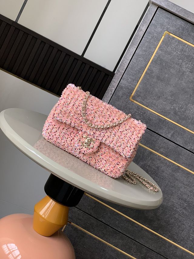 CC original sequins mini flap bag A69900 pink