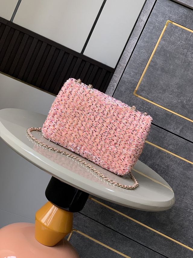 CC original sequins mini flap bag A69900 pink
