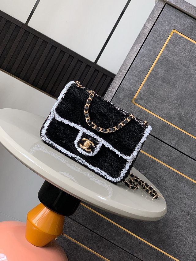 CC original sequins mini flap bag AS2090 black