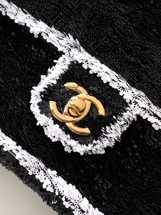 CC original sequins mini flap bag AS2090 black