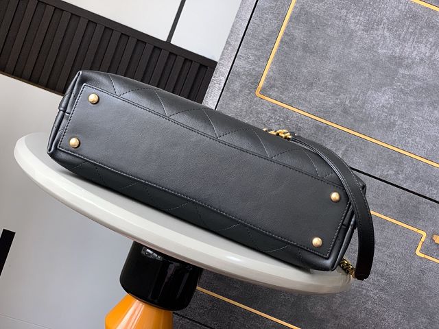 CC original calfskin large top handle flap bag AS5447 black