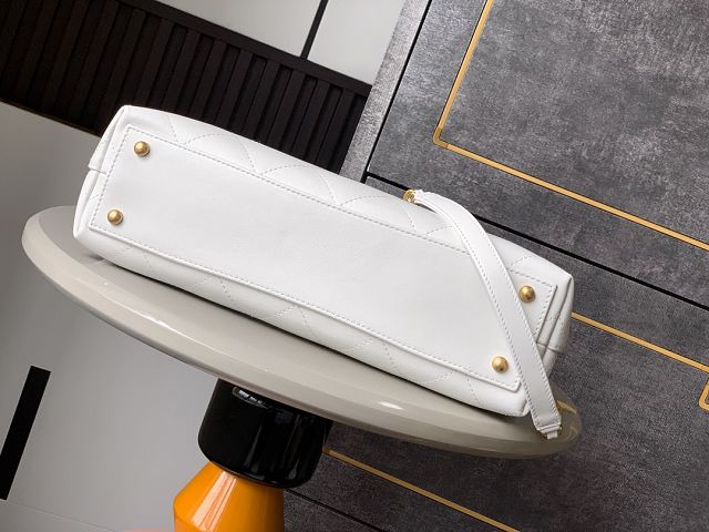 CC original calfskin large top handle flap bag AS5447 white