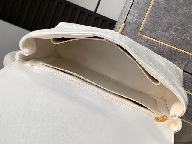 CC original calfskin large top handle flap bag AS5447 white